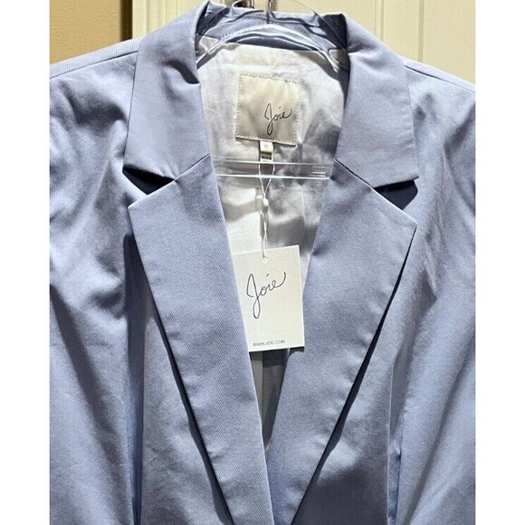 $348 NWT JOIE Size 12 LIAN PLEATED 3/4 SLEEVE ONE BUTTON STRETCH BLAZER CHAMBRAY - Picture 5 of 13